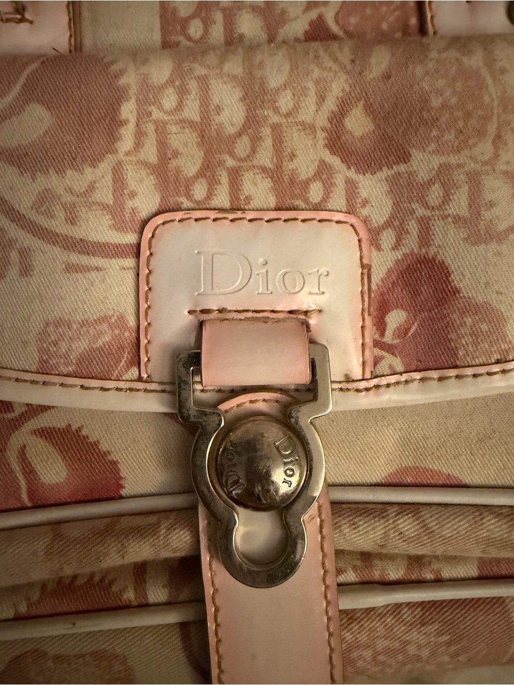 Pink Canvas Tote Bag with Floral Diorissimo Print - Picture 3 of 4
